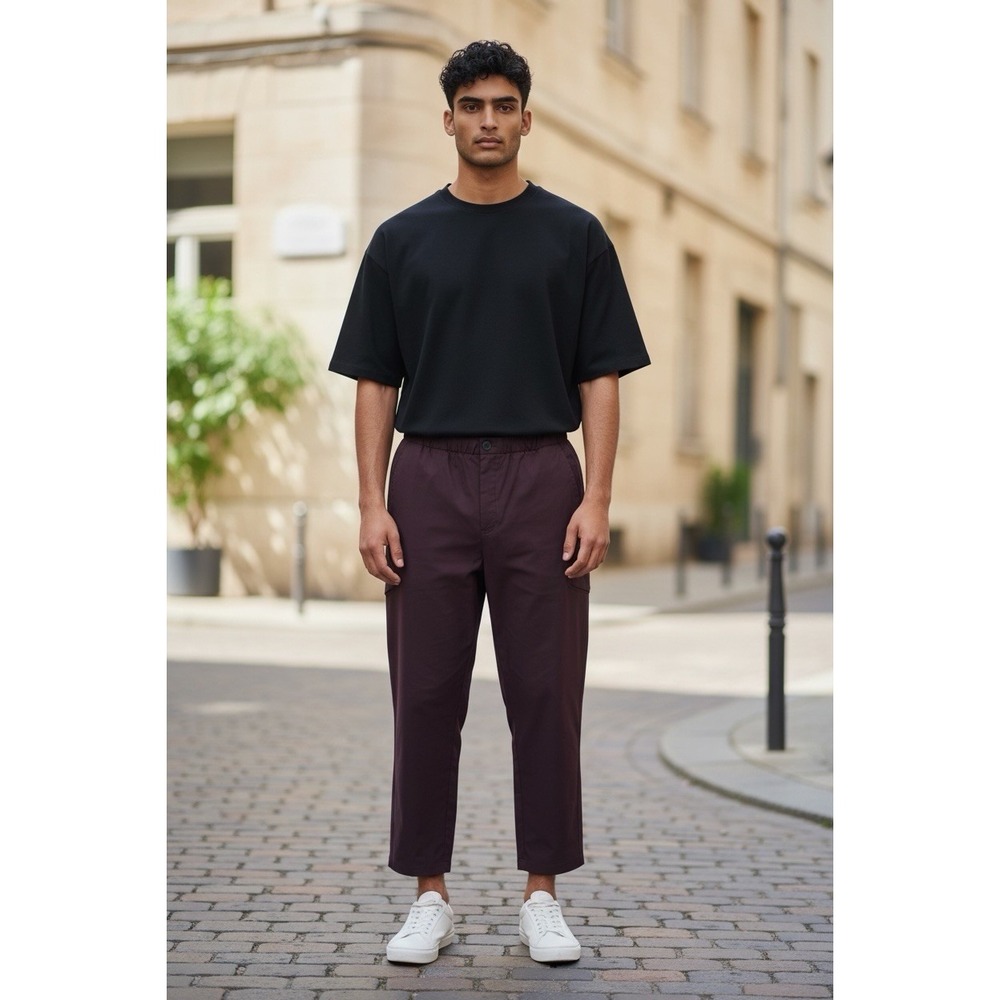 Lululemon Lab Men's Maroon Ankle Pants Size 36 Wool Nylon Blend Drawstring Waist